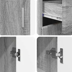 vidaXL Dressoir FLORIN 88,5 x 30,5 x 73 cm Grijs Sonoma Bewerkt hout