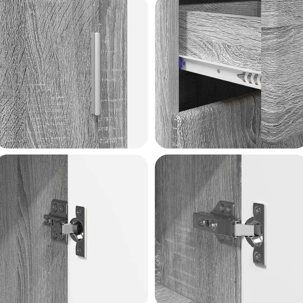 vidaXL Dressoir FLORIN 88,5 x 30,5 x 73 cm Grijs Sonoma Bewerkt hout