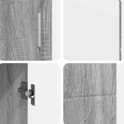 vidaXL Dressoir FLORIN 88,5 x 30,5 x 55,5 cm Grijs Sonoma Bewerkt hout