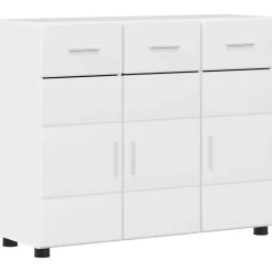 vidaXL Dressoir FLORIN 88,5 x 30,5 x 73 cm Hoogglans wit Bewerkt hout