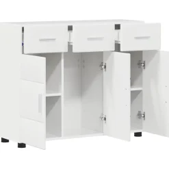 vidaXL Dressoir FLORIN 88,5 x 30,5 x 73 cm Hoogglans wit Bewerkt hout
