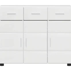 vidaXL Dressoir FLORIN 88,5 x 30,5 x 73 cm Hoogglans wit Bewerkt hout