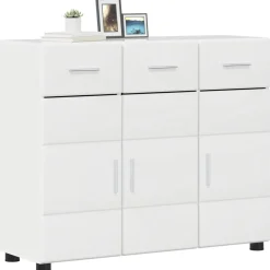 vidaXL Dressoir FLORIN 88,5 x 30,5 x 73 cm Hoogglans wit Bewerkt hout