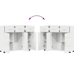 vidaXL Dressoir FLORIN 88,5 x 30,5 x 73 cm Hoogglans wit Bewerkt hout