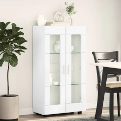 vidaXL Dressoir FLORIN 55,5 x 29 x 100 cm Hoogglans wit Bewerkt hout