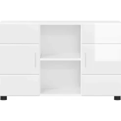 vidaXL Dressoir FLORIN 88,5 x 30,5 x 55,5 cm Hoogglans wit