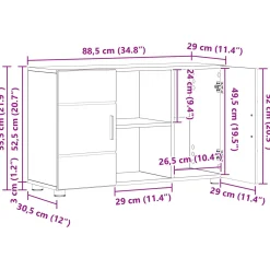 vidaXL Dressoir FLORIN 88,5 x 30,5 x 55,5 cm Hoogglans wit