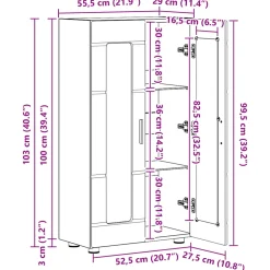 vidaXL Dressoir FLORIN 55,5 x 29 x 100 cm Oudhout Bewerkt hout