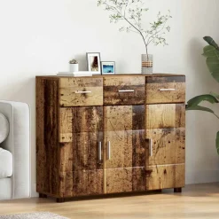 vidaXL Dressoir FLORIN 88,5 x 30,5 x 73 cm Oudhout Bewerkt hout