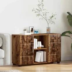 vidaXL Dressoir FLORIN 88,5 x 30,5 x 55,5 cm Oudhout Bewerkt hout