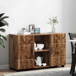 vidaXL Dressoir FLORIN 88,5 x 30,5 x 55,5 cm Oudhout Bewerkt hout