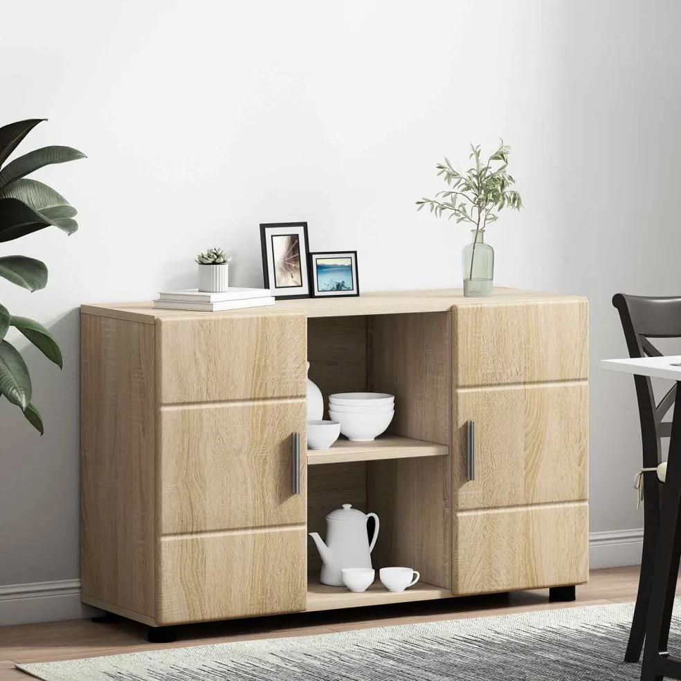 vidaXL Dressoir FLORIN 88,5 x 30,5 x 55,5 cm Sonoma Eiken Bewerkt hout