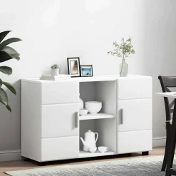 vidaXL Dressoir FLORIN 88,5 x 30,5 x 55,5 cm Wit Bewerkt hout