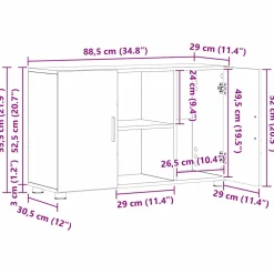 vidaXL Dressoir FLORIN 88,5 x 30,5 x 55,5 cm Wit Bewerkt hout