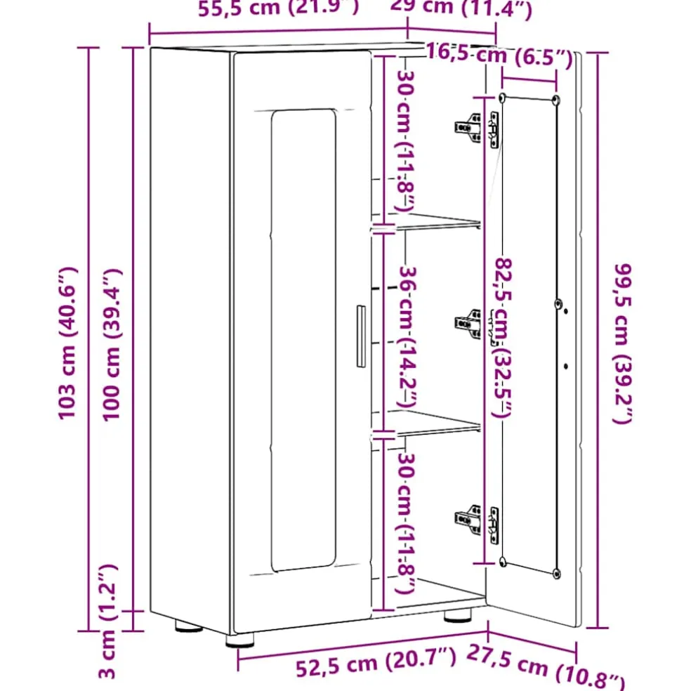 vidaXL Dressoir FLORIN 55,5 x 29 x 100 cm Wit Bewerkt hout