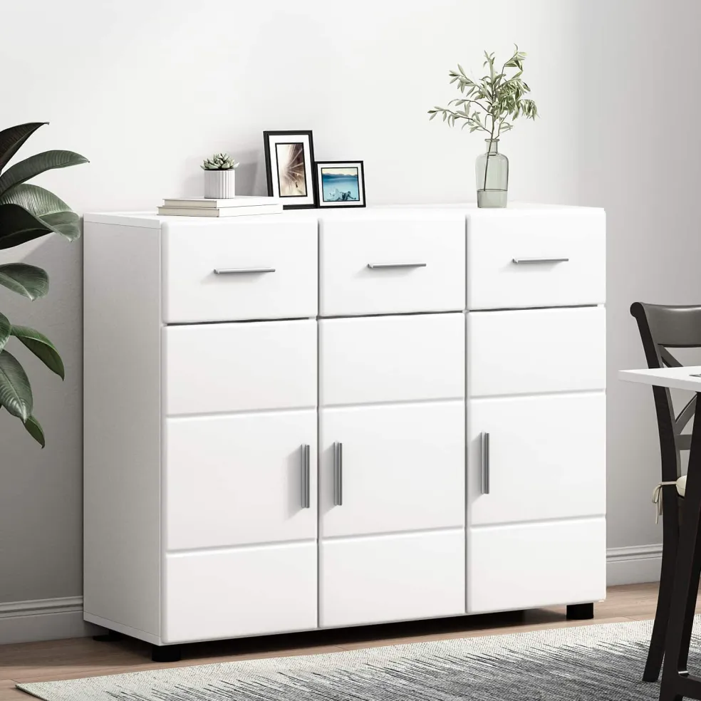 vidaXL Dressoir FLORIN 88,5 x 30,5 x 73 cm Wit Bewerkt hout