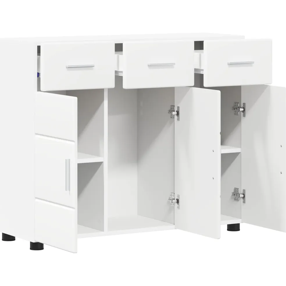 vidaXL Dressoir FLORIN 88,5 x 30,5 x 73 cm Wit Bewerkt hout