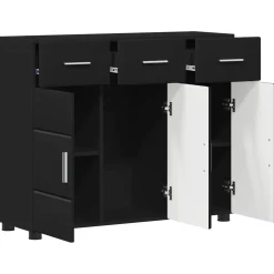 vidaXL Dressoir FLORIN 88,5 x 30,5 x 73 cm Zwart Bewerkt hout