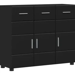 vidaXL Dressoir FLORIN 88,5 x 30,5 x 73 cm Zwart Bewerkt hout