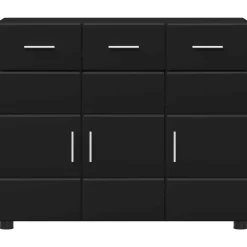 vidaXL Dressoir FLORIN 88,5 x 30,5 x 73 cm Zwart Bewerkt hout