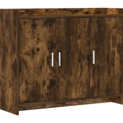 vidaXL Dressoir Gerookt eiken 98,5 x 33 x 80 cm Bewerkt hout