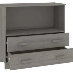 vidaXL Dressoir HAMAR 85x35x80 cm massief grenenhout lichtgrijs