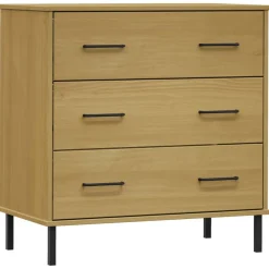 vidaXL Dressoir met 3 lades OSLO 77x40x79,5 cm grenenhout bruin