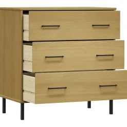 vidaXL Dressoir met 3 lades OSLO 77x40x79,5 cm grenenhout bruin