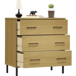 vidaXL Dressoir met 3 lades OSLO 77x40x79,5 cm grenenhout bruin