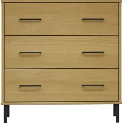 vidaXL Dressoir met 3 lades OSLO 77x40x79,5 cm grenenhout bruin