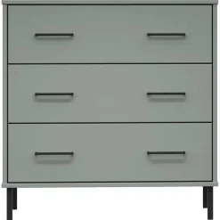 vidaXL Dressoir met 3 lades OSLO 77x40x79,5 cm massief hout grijs