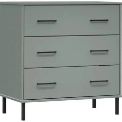 vidaXL Dressoir met 3 lades OSLO 77x40x79,5 cm massief hout grijs