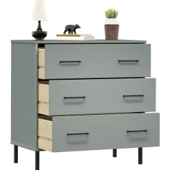 vidaXL Dressoir met 3 lades OSLO 77x40x79,5 cm massief hout grijs