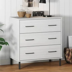 vidaXL Dressoir met 3 lades OSLO 77x40x79,5 cm massief hout wit