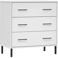vidaXL Dressoir met 3 lades OSLO 77x40x79,5 cm massief hout wit
