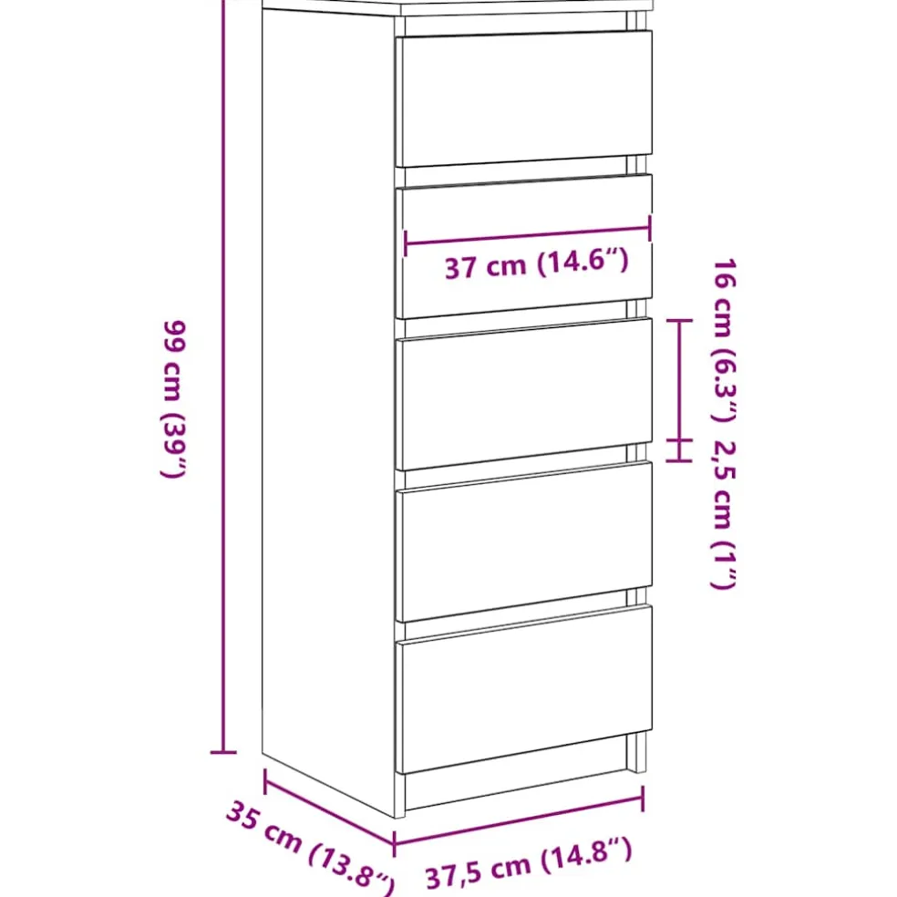 vidaXL Dressoir met lades 37,5x35x99 cm spaanplaat grijs Sonoma