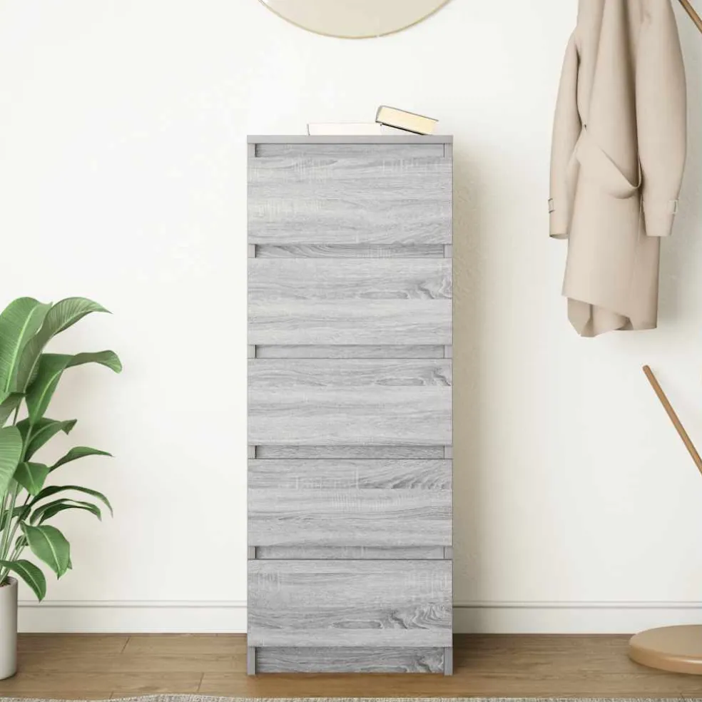 vidaXL Dressoir met lades 37,5x35x99 cm spaanplaat grijs Sonoma