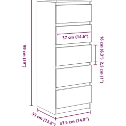 vidaXL Dressoir met lades 37,5x35x99cm spaanplaat artisanaal eikenhout