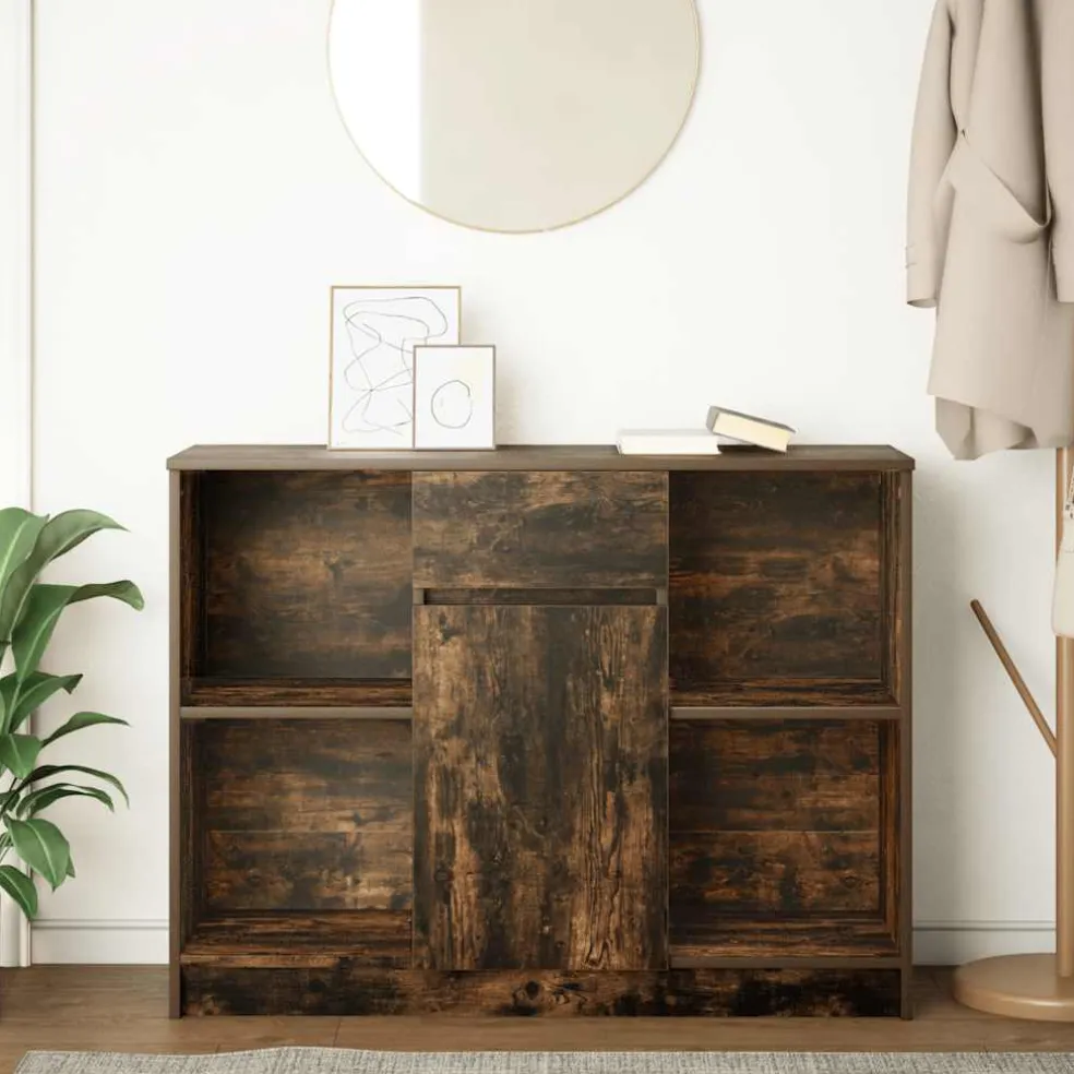 vidaXL Dressoir met lade 101x35x76 cm spaanplaat gerookt eikenkleurig