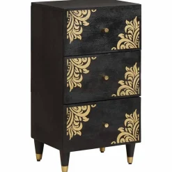 vidaXL Dressoir met lade Zwart 40 x 33 x 75 cm Massief Mango Hout