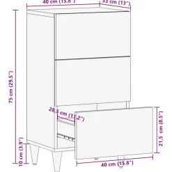 vidaXL Dressoir met lade Zwart 40 x 33 x 75 cm Massief Mango Hout