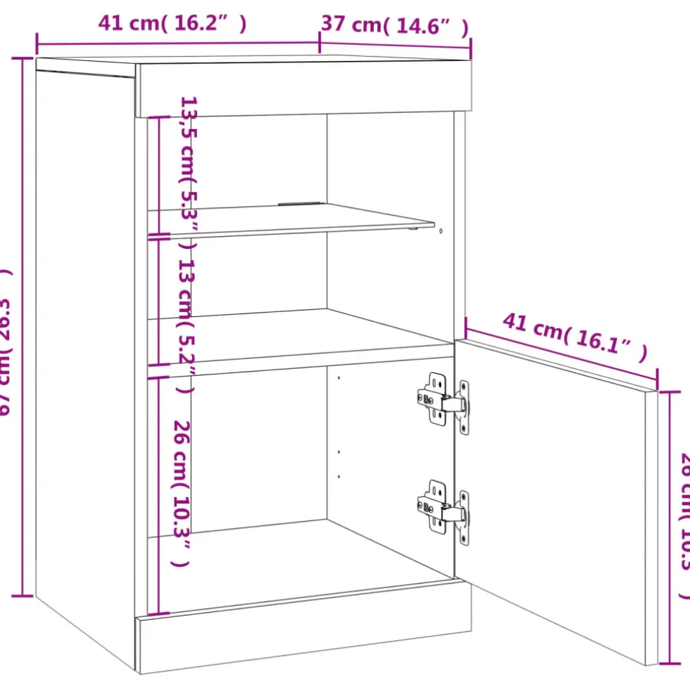 vidaXL Dressoir met LED-verlichting 41x37x67 cm bruin eikenkleur