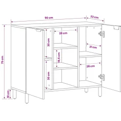 vidaXL Dressoir met plank Acacia Bruine Afwerking 90 x 33 x 75 cm