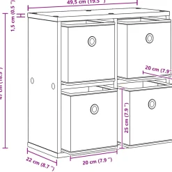 vidaXL Dressoir Oudhout 49,5 x 22 x 47 cm
