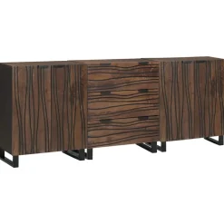 vidaXL Dressoir set 3 st Bruin 180 x 33 x 75 cm Massief Mango Hout