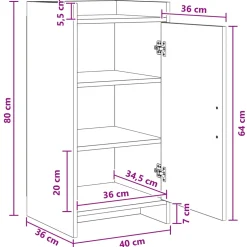 vidaXL Dressoir Sonoma Eiken 40 x 36 x 80 cm Bewerkt hout