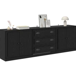 vidaXL Dressoirs 3 st Zwart eiken 210 x 35,5 x 67,5 cm Bewerkt hout