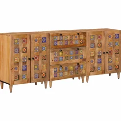 vidaXL Dressoir 3 st 60 x 33,5 x 75 cm Massief Mango Hout Naturel