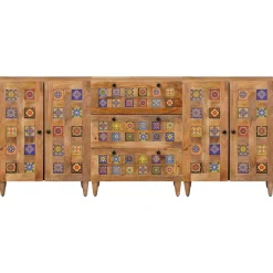 vidaXL Dressoir 3 st 60 x 33,5 x 75 cm Massief Mango Hout Naturel