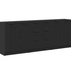 vidaXL Dressoir 3 st Zwart Eiken 180 x 30 x 70 cm Bewerkt hout